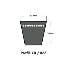 SWR Keilriemen CX75 - 22 x 1905 Li, flankenoffen formgezahnt