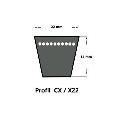 Strongbelt Keilriemen CX43 - 22 x 1148 Lp, flankenoffen formgezahnt