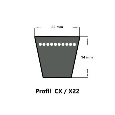 Strongbelt Keilriemen CX77 - 22 x 2014 Lp, flankenoffen formgezahnt