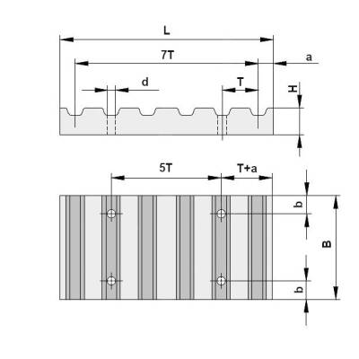 L075 Klemmplatte aus Aluminium L075 = 19,1 mm Breite für Zahnriemen