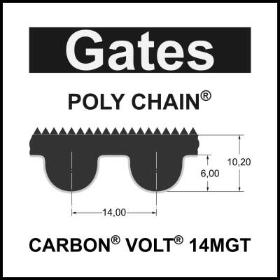 Gates POLY CHAIN® CARBON® VOLT® 14MGT 3136, Breite auswählbar, Zahnriemen